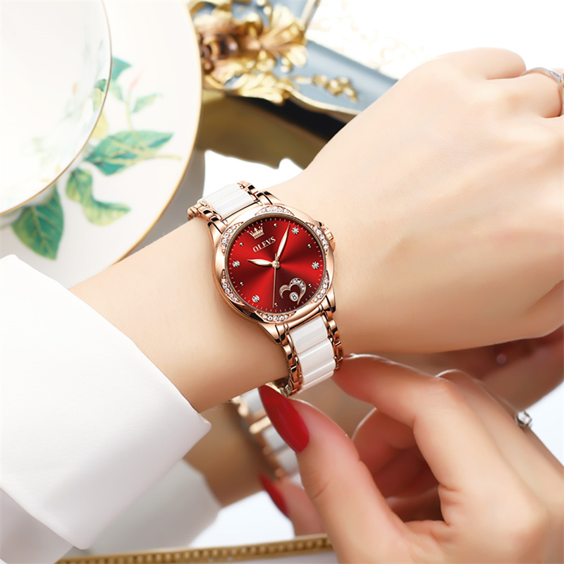 Push Button Tactile - OLEVS-Montre de Luxe Étanche pour Femme,